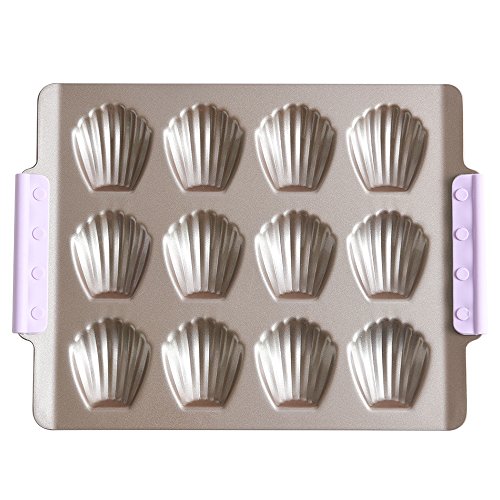 Bakerdream Nonstick Madeleine Pan Madeleine Cookie Pan Baking Cake Mold Pan Chocolate Mold Shell Baking Pan, 12-Cavity