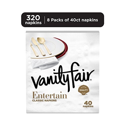 Book Cover Vanity Fair Entertain Dinner Napkins, 320 Count, White Paper Napkins
