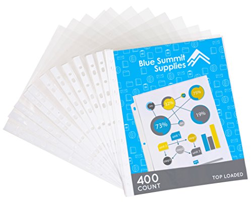 400 Sheet Protectors, 11 Hole Lightweight Binder Sleeves, Designed to Protect Frequently Used 8.5 x 11 Papers, Acid and PVC Free Page Protector, Clear Plastic Design, 9.25 x 11.25 Top Loaded, 400 ct