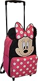 Disney Kids' 14 Inch Big Face Minnie Mouse Rolling Backpack, Pink
