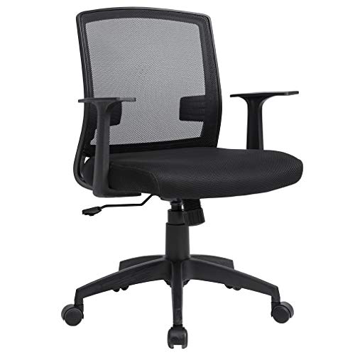Ergonomic Office Chair Cheap Desk Chair Mesh Computer Chair with Lumbar Support Armrest Modern Swivel Rolling Mid Back Cute Executive Chair for Women Men Adults,Black 1 Pack