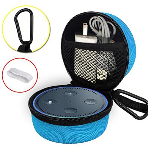Book Cover Travel Portable Carrying Protective Hard Case Box Pouch for Amazon All Echo Dot(2nd Generation) with Carabiner(Fits USB Cable and Wall Charger)
