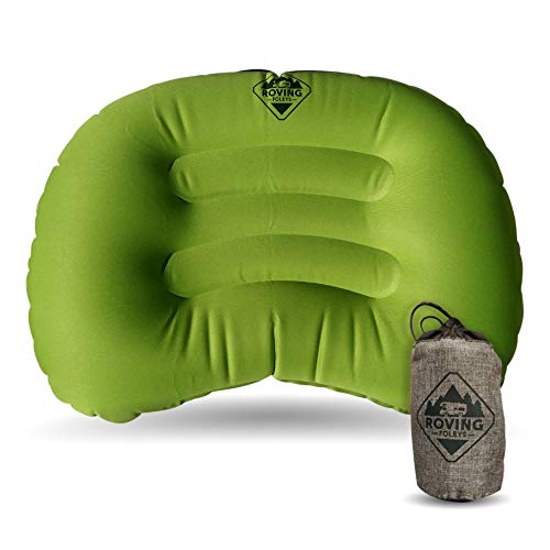 Travel Camping Pillow. Ultralight and Ultra Compact Inflatable Cushion Provides You with A Great Night's Sleep When On The Road Or Trails. Carrying Case Included