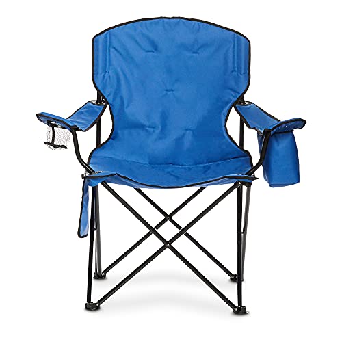 Amazon Basics Portable Folding Camping Chair with 4-Can Cooler, Side Pocket and Cup Holder with Carrying Bag