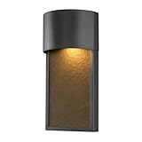 Globe Electric 44227 Sutherland 8.5W LED Integrated Outdoor Wall Sconce Finish, Amber Water Glass Shade, Bronze