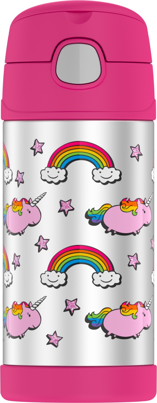 Book Cover Thermos Funtainer 12 Ounce Bottle, Fat Unicorn 12 Ounce Fat Unicorn