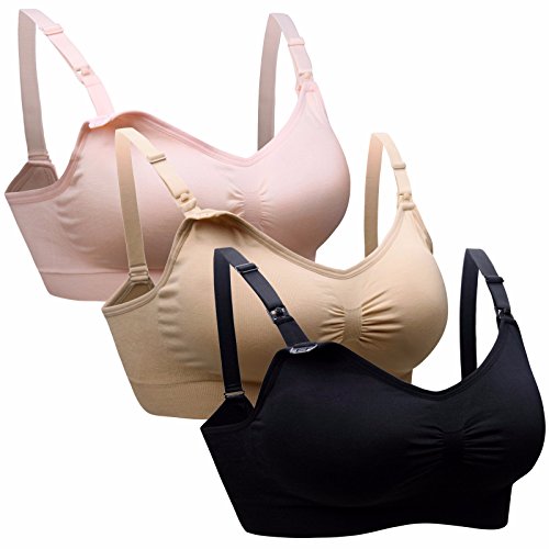 DAISITY Womens Seamless Sleep Nursing Bra for Breastfeeding Clip Down Maternity Bras Pack of 3