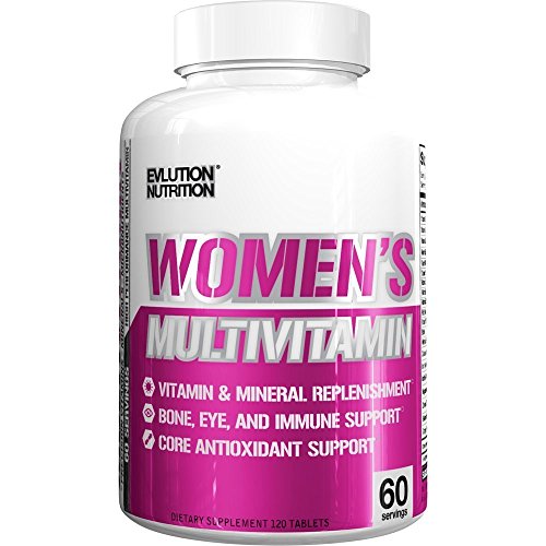 Evlution Nutrition Women's Daily Multivitamin Supplement, Biotin, Vitamins A B C D E, Calcium, Zinc, Lutein, Magnesium, Manganese and More, Essential Multi Vitamin for Women (60 Servings)