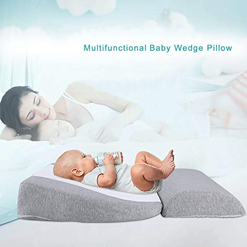 Book Cover Newzealkids Baby Wedge Pillow, Infant Wedge for Crib, Anti Reflux Pillow Baby Wedge Pillow for Acid Reflux, Universal Bassinet Wedge,15-Degree Incline Makes Baby Better.(Grey)