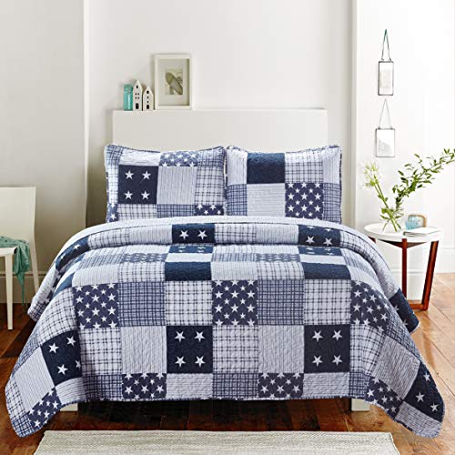 Book Cover SLPR Americana Pride 3-Piece Lightweight Printed Quilt Set (Queen) | with 2 Shams Pre-Washed All-Season Machine Washable Bedspread Coverlet