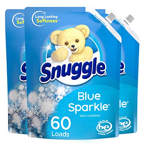 Book Cover Snuggle Liquid Fabric Softener Easy-Pouch, Blue Sparkle, 48 Oz, 3Count, 180 Total Loads, 48 Fl Oz (Pack of 3)