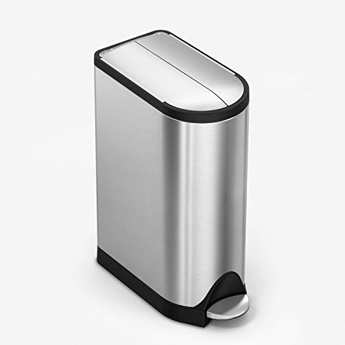 Book Cover simplehuman 18 Liter / 4.8 Gallon Butterfly Lid Kitchen Step Trash Can, Brushed Stainless Steel