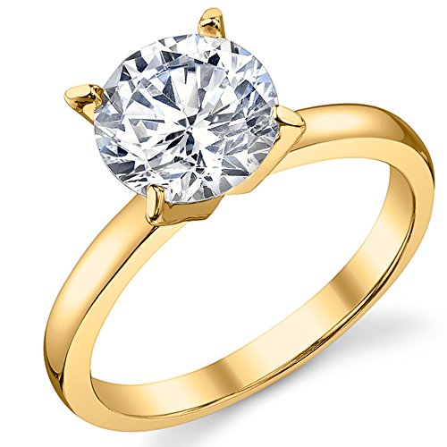 Metal Masters Co. Gold Tone Over Sterling Silver 925 2 Carat Round Brilliant Cubic Zirconia CZ Wedding Engagement Ring