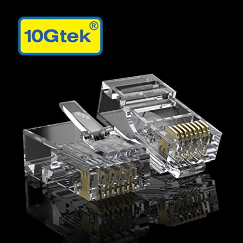 CAT6 RJ-45 UTP Connectors, RJ-45 Crimp Ends 8P8C Network Modular Plugs with Flexible Latch, 100-Pack