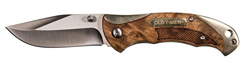 Book Cover Old Timer 900OT Assisted Opening Pocket Knife 6.85in High Carbon S.S. 2.9in Drop Point Blade, Ironwood Handle, Nickel Silver Caps, and Satin Blade Finish for Hunting, Camping, EDC, and Outdoors