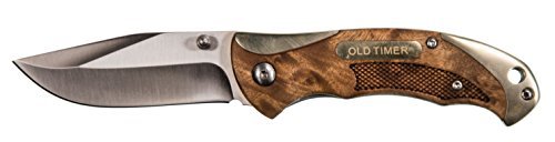 Old Timer 900OT Assisted Opening Pocket Knife 6.85in High Carbon S.S. 2.9in Drop Point Blade, Ironwood Handle, Nickel Silver Caps, and Satin Blade Finish for Hunting, Camping, EDC, and Outdoors