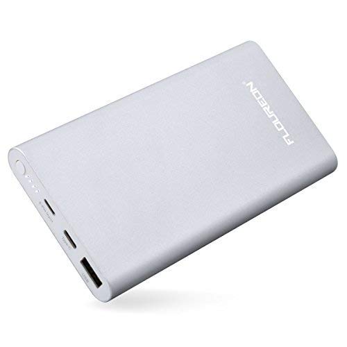 Book Cover FLOUREON 12000mAh Power Bank Portable Cellphone Charger Fast Charging with Type C and Lighting Port for iPhone,iPad, Samsung and More (Rose Gold, Type C Cable Included)