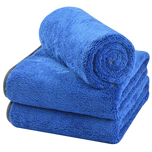 KinHwa Car Drying Towel Absorbent Car Wash Towels Soft Microfiber Drying Towels for Car Detailing Lint-Free and Scratch-Free Ideal for auto Trucks Boats SUV 16inch x 24inch 3 Pack Blue