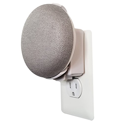 Book Cover Dot Genie Google Home Mini Backpack: The Simplest and Cleanest Outlet Wall Mount Hanger Stand for Home Mini Voice Assistants by Google - No Cord Wrapping Required - Designed in USA (White)