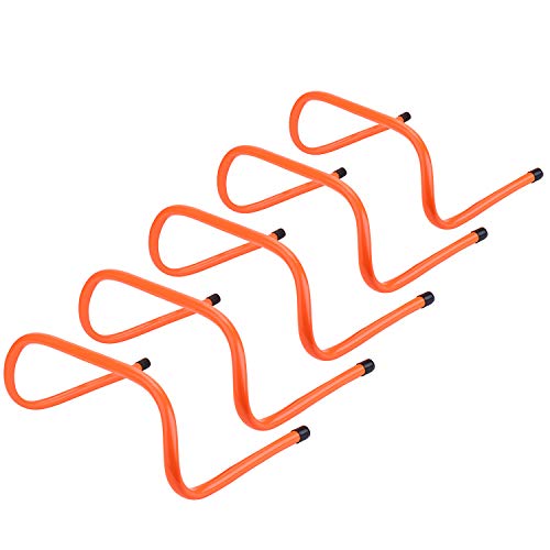 Set of 5 Speed Hurdles - Agility, Plyometric and All Purpose Speed Training Hurdle with Carry Handles by Reehut (Orange)