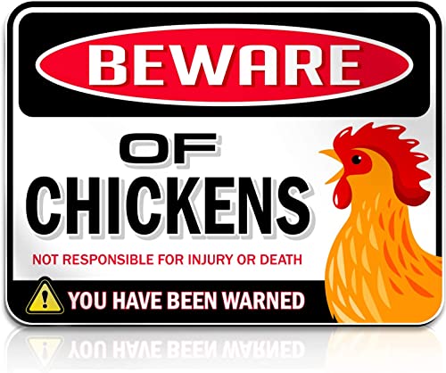 Bigtime Signs Beware of Chickens Warning Sign - 9 inches x 12 inches - Danger Sign Funny Gag Gifts for Chicken Fan Lovers - Corrugated Plastic - Indoor or Outdoor - Chicken Rooster Plaque Sign