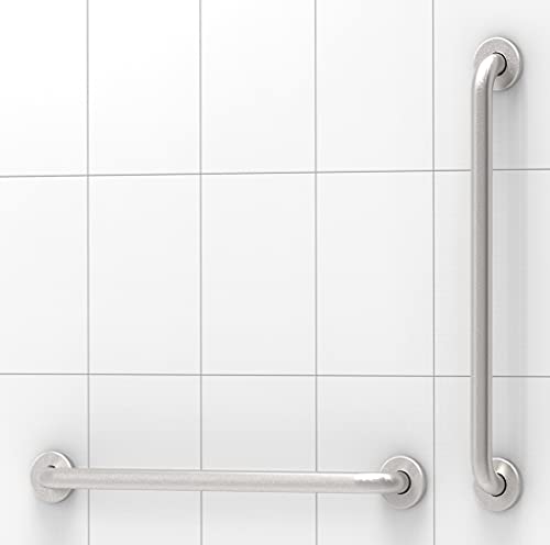 AmeriLuck Dual Pack 1-1/4 x 24 inches Stainless Steel Bath Safety Grab Bars, ADA Compliant 500lbs Loading Capacity, Brushed Nickel