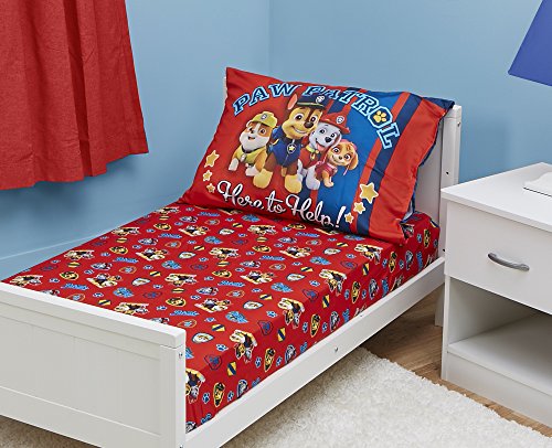 Book Cover Paw Patrol Toddler Fitted Sheet and Pillow Case Set, Red