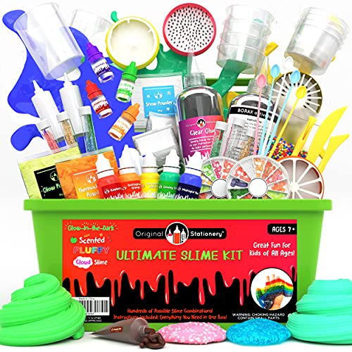 Book Cover Original Stationery Ultimate Slime Kit DIY Slime Making Kit with Slime Add Ins Stuff for Unicorn, Glitter, Cloud, Butter, Floam, More - Deluxe Slime Kits Gift for Girls and Boys (Green, 55pcs)