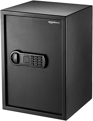 Book Cover Amazon Basics Steel Home Security Safe with Programmable Keypad - Secure Documents, Jewelry, Valuables - 1.8 Cubic Feet, 13.8 x 13 x 19.7 Inches, Black