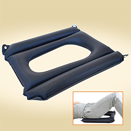 LUCKYYAN Anti-bedsores Patients Air Cushion with Hole - Suitable for Wheelchair & Toilet Chair & Bed Care - Black, 45×37×33cm