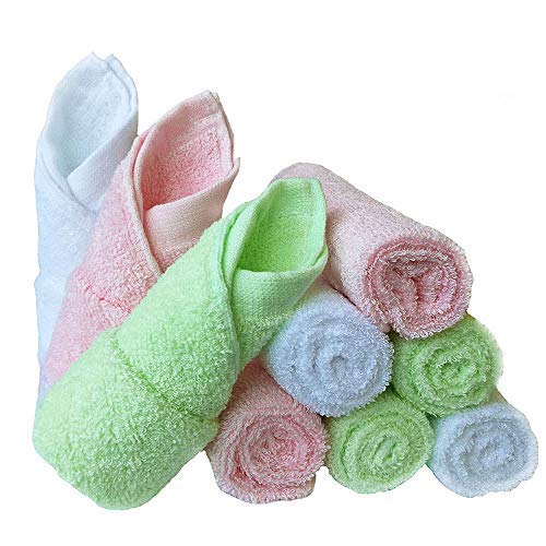 Book Cover Baby Washcloths Natural Organic Bamboo Baby Face Towels - Reusable and Extra Soft Newborn Baby Bath Washcloths - Suitable for Sensitive Skin Baby Registry as Shower Gift Set (Washcloths-9 MA)