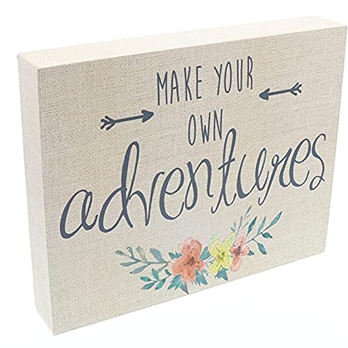 Barnyard Designs Make Your Own Adventures Box Sign, Primitive Country Farmhouse Home Decor Sign with Sayings 10" x 8"