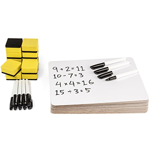 Book Cover Blue Summit Supplies 12 Pack Dry Erase Lapboard Classroom Set, Includes 12 Whiteboards 9 x 12 Inch, 12 Markers, 12 Erasers, Ideal for Teachers, Students, Sunday School, and Group Projects