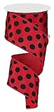 Polka Dot Wired Edge Ribbon (2.5", Black Red) - 10 Yards : RG1588MA