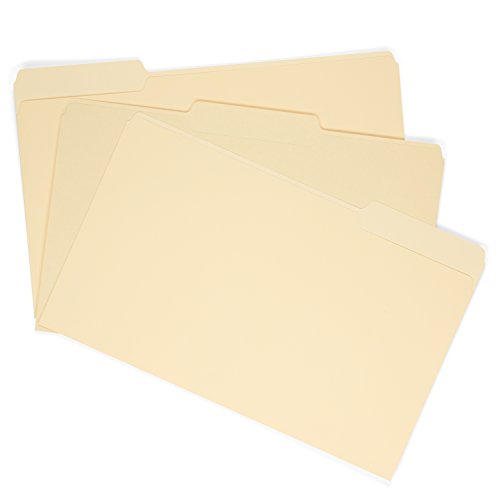 Book Cover File Folder, 1/3 Cut Assorted Tab, Legal Size, Manila, Great for Organizing and Easy File Storage, 100 Per Box