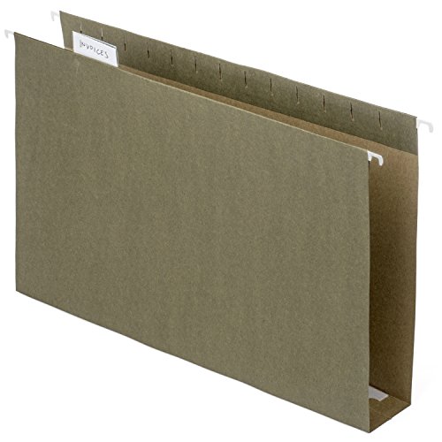 Blue Summit Supplies Extra Capacity Hanging File Folders, 11 x 14 Legal Size, Heavy Duty, 2 Inch Expansion Filing Folders, 1/5 Tab, for Bulky Files, Legal Charts, Standard Green, 25 Pack