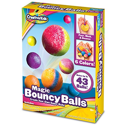 Book Cover Creative Kids DIY Magic Bouncy Balls - Create Your Own Crystal Power Balls Craft Kit for Kids - Includes 25 Bags of Multicolored Crystal Powder & 5 Molds - Makes Up to 43 Balls