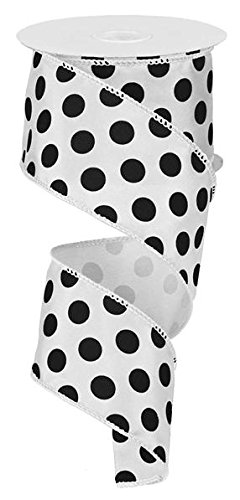 Polka Dot Wired Edge Ribbon (2.5", Black White) - 10 Yards : RG158827