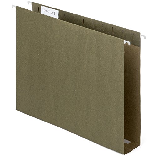 Book Cover Blue Summit Supplies Extra Capacity Hanging File Folders, 25 Reinforced Hang Folders, Heavy Duty 2 Inch Expansion, Designed for Bulky Files and Charts, Letter Size, Standard Green, 25 Pack