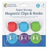 Learning Resources Super Strong Magnetic Hooks & Clips - Magnetic Clips for Whiteboard, Strong Magnet Hooks for Classroom, Magnets with Hook, Fridge Clip Magnets, Refrigerator Magnet Hook