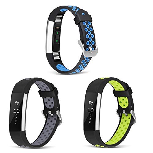 SKYLET Compatible with Fitbit Alta Alta HR Ace Bands, 3 Pack Soft Sport Bands Breathable Replacement Kids with Secure Metal Clasp Fitness Men Women Small Large (No Tracker)