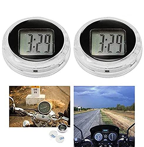 Fornorm Mini Digital Clock Motorcycle Clock, Waterproof Clock Stick-On Motorbike Digital Clock, Magnetic Small Stick On Car Clock Diameter 1.1" 2 Pack