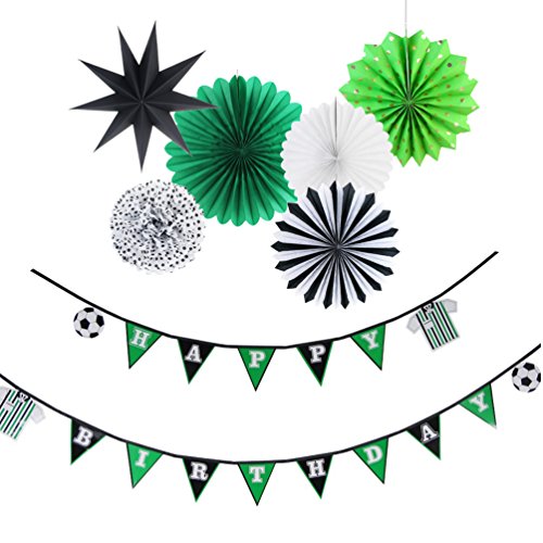 Soccer Theme Birthday Party Decorations Kit Baby Boy Birthday Kid's Room Photo Backdrop Decoration 7 Pieces SUNBEAUTY