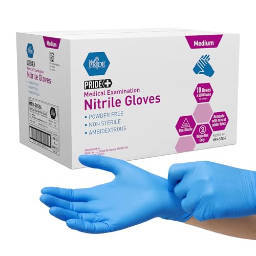 MED PRIDE Medical Examination Nitrile Gloves| Professional Grade for Hospitals, Law Enforcement, Tattoo Artists, First Response Case/2000 Medium Case of 2000