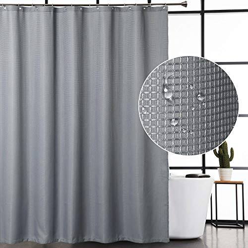 Book Cover CAROMIO Grey Shower Curtain, Modern Waffle Weave Polyester Fabric Shower Curtain for Bathroom with Metal Grommets Top Washable, Grey, 72x72 Inch