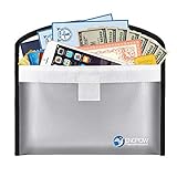 ENGPOW Small Fireproof Document Bag, 10.2"x5.9" Water-Resistant and Fireproof Money Bag, Fireproof Safe Bag for A5 File, Cash, Passport, Jewelry (Silver)