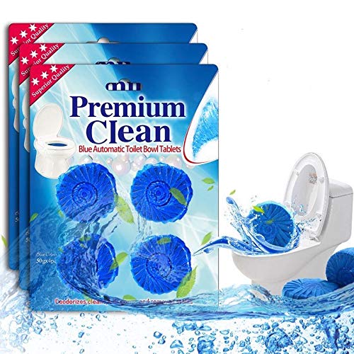 Book Cover 12 Pieces Blue Automatic Toilet Bowl Bathroom Cleaner Tablets - lasts up to 36 weeks to 48 weeks