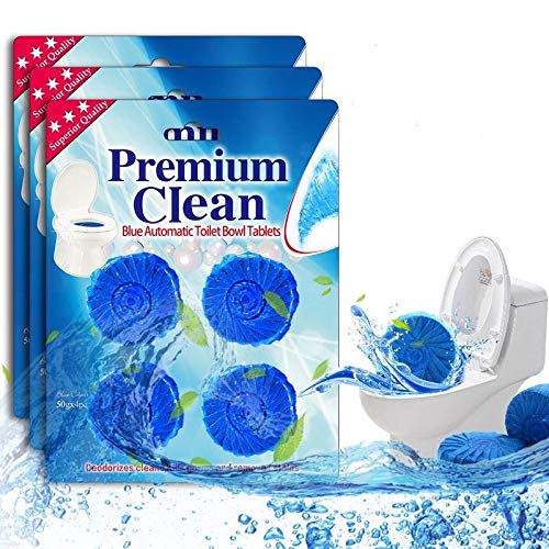 12 Pieces Blue Automatic Toilet Bowl Bathroom Cleaner Tablets - lasts up to 36 weeks to 48 weeks