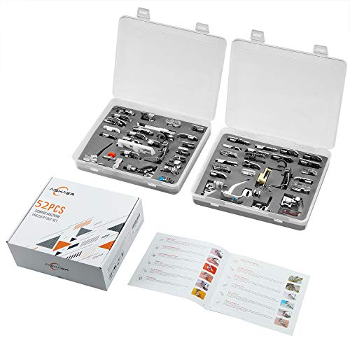 Aiskaer Professional 52pcs Sewing Machine Presser Feet Set for Brother, Babylock, Singer, Janome, Elna, Toyota, New Home, Simplicity, Kenmore, (52 Pieces)
