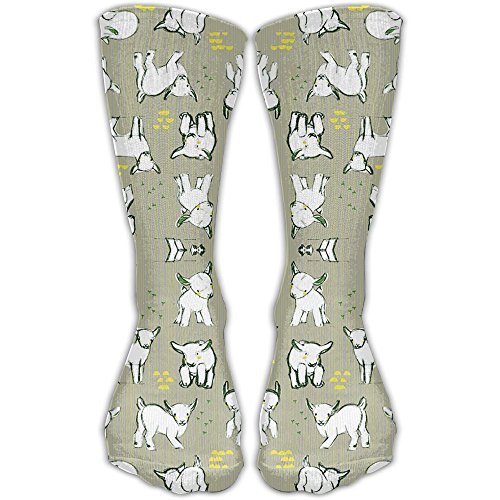 Baby Goats In Gray Crew Socks Cotton Casual Knitting Warm Winter Socks
